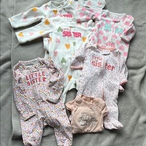 Little Sister Heart and Floral One Piece Set